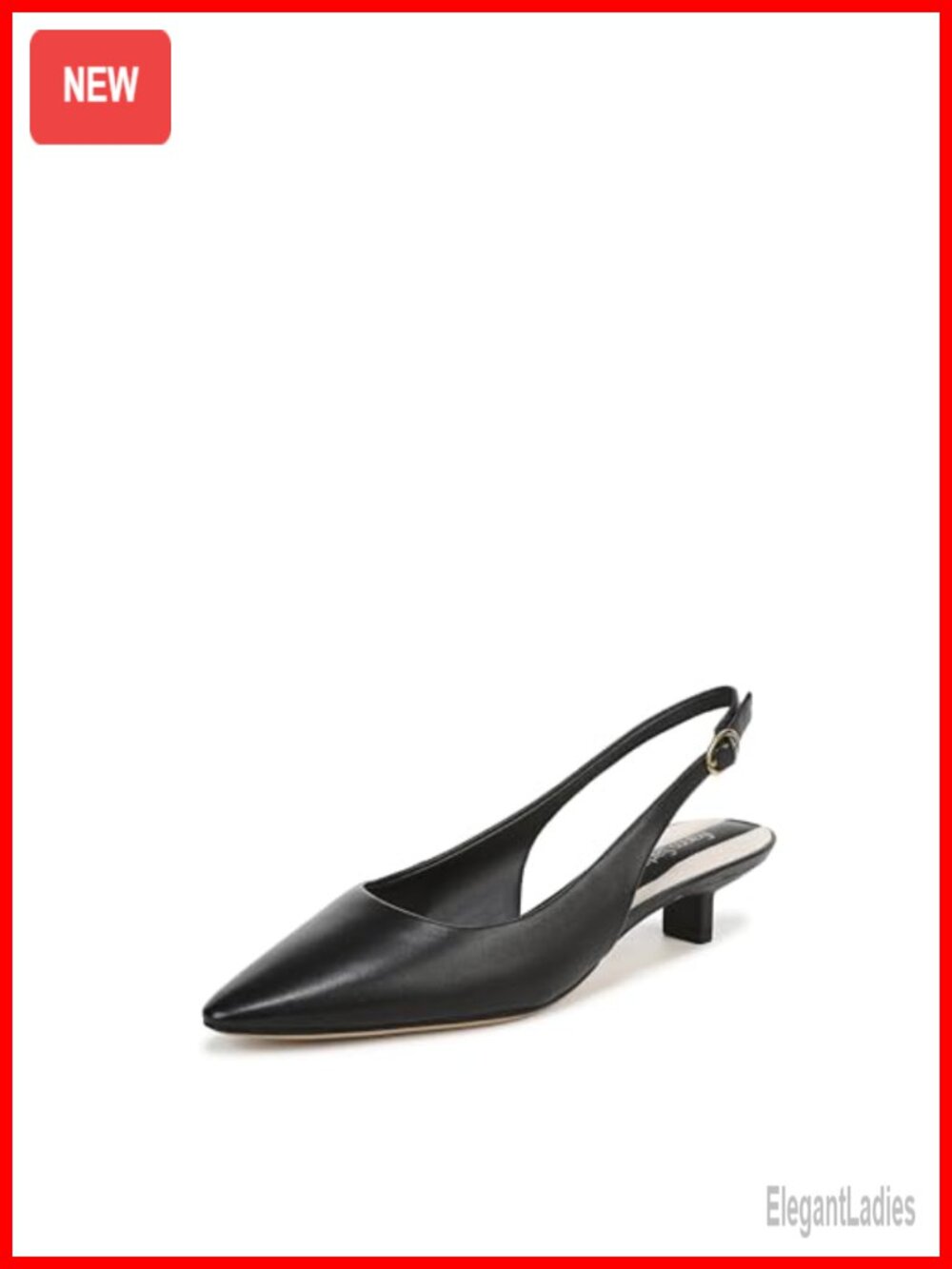 Womens Leather Slingback Pumps Pointed Toe Kitten Heel Dress